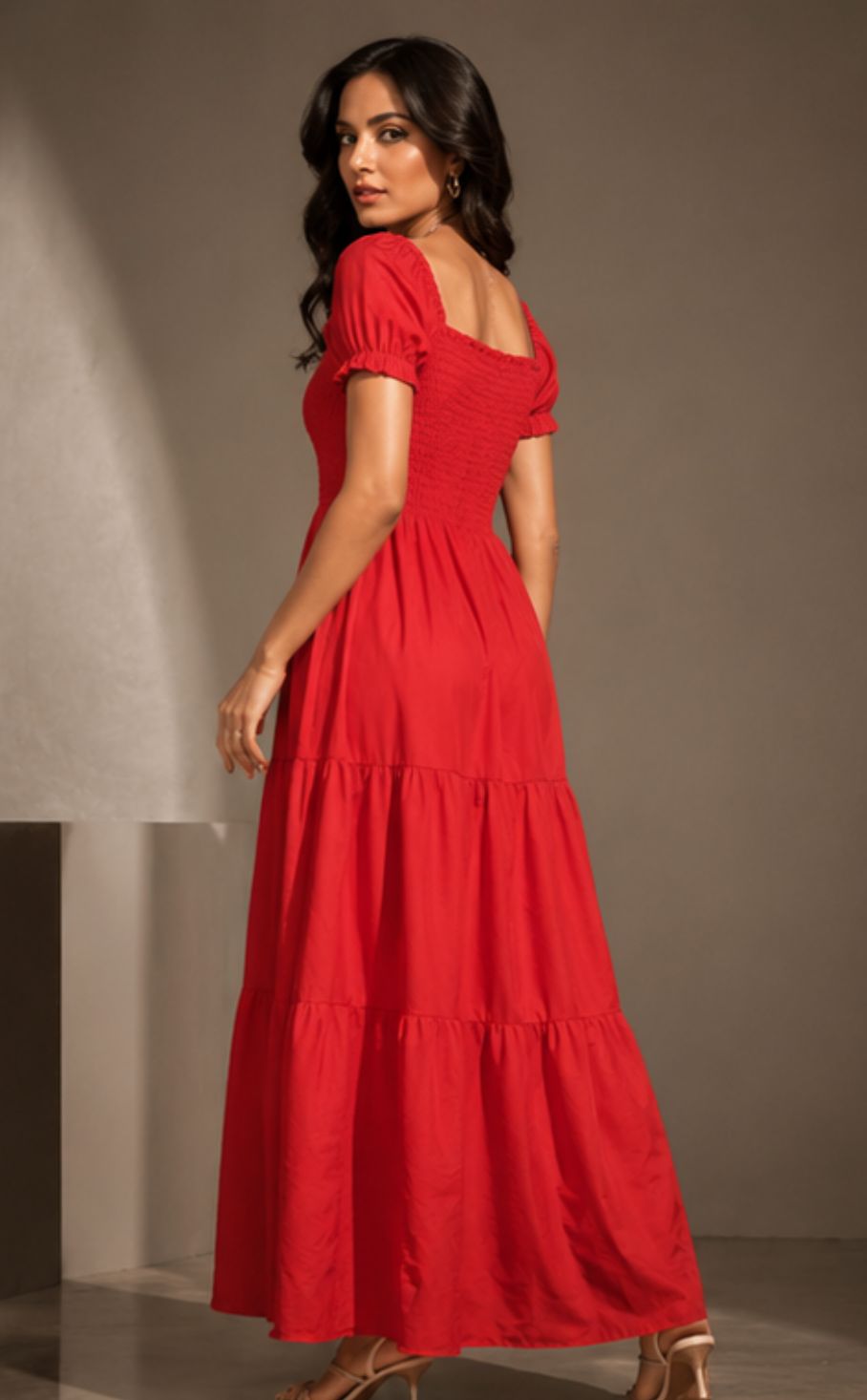 Women’s Smocked Puff Sleeve Maxi Dress