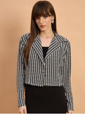 Women's Houndstooth Cropped Blazer