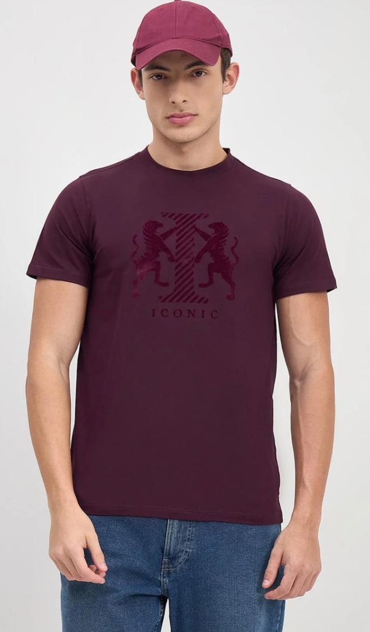 Men's Burgundy "Iconic" Graphic T-Shirt