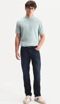 Men's Mint Green Knit Mock-Neck T-Shirt