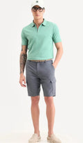 Men's Sage Green Quarter-Zip Polo Shirt