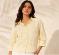 Women's Cream Pinstripe Bow Detail Shirt