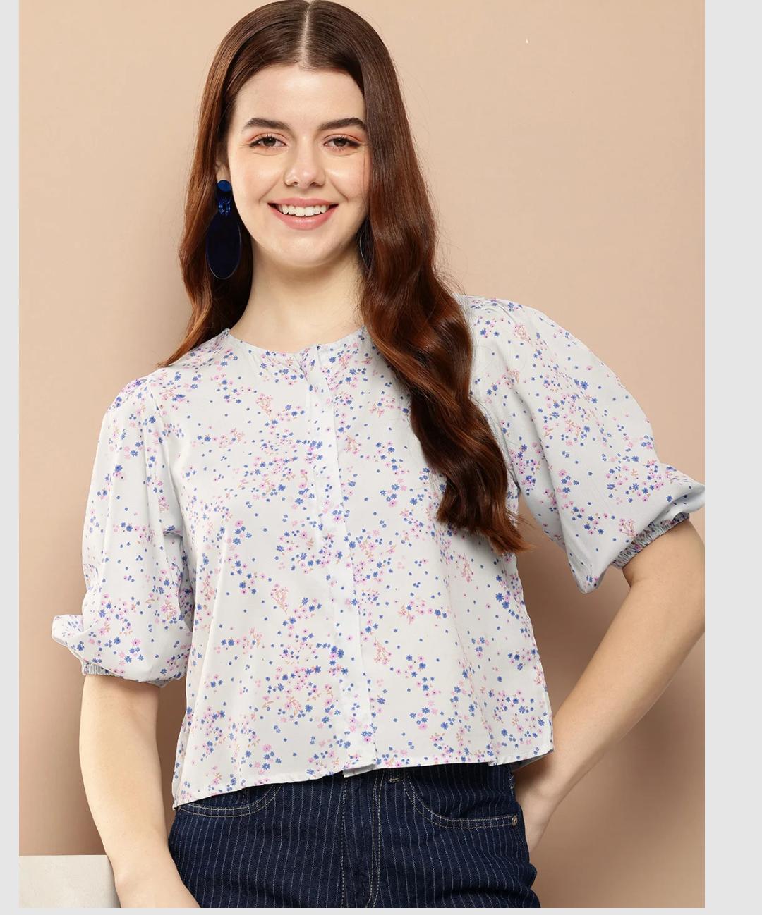 Lilac Blossom Puff Sleeve Blouse