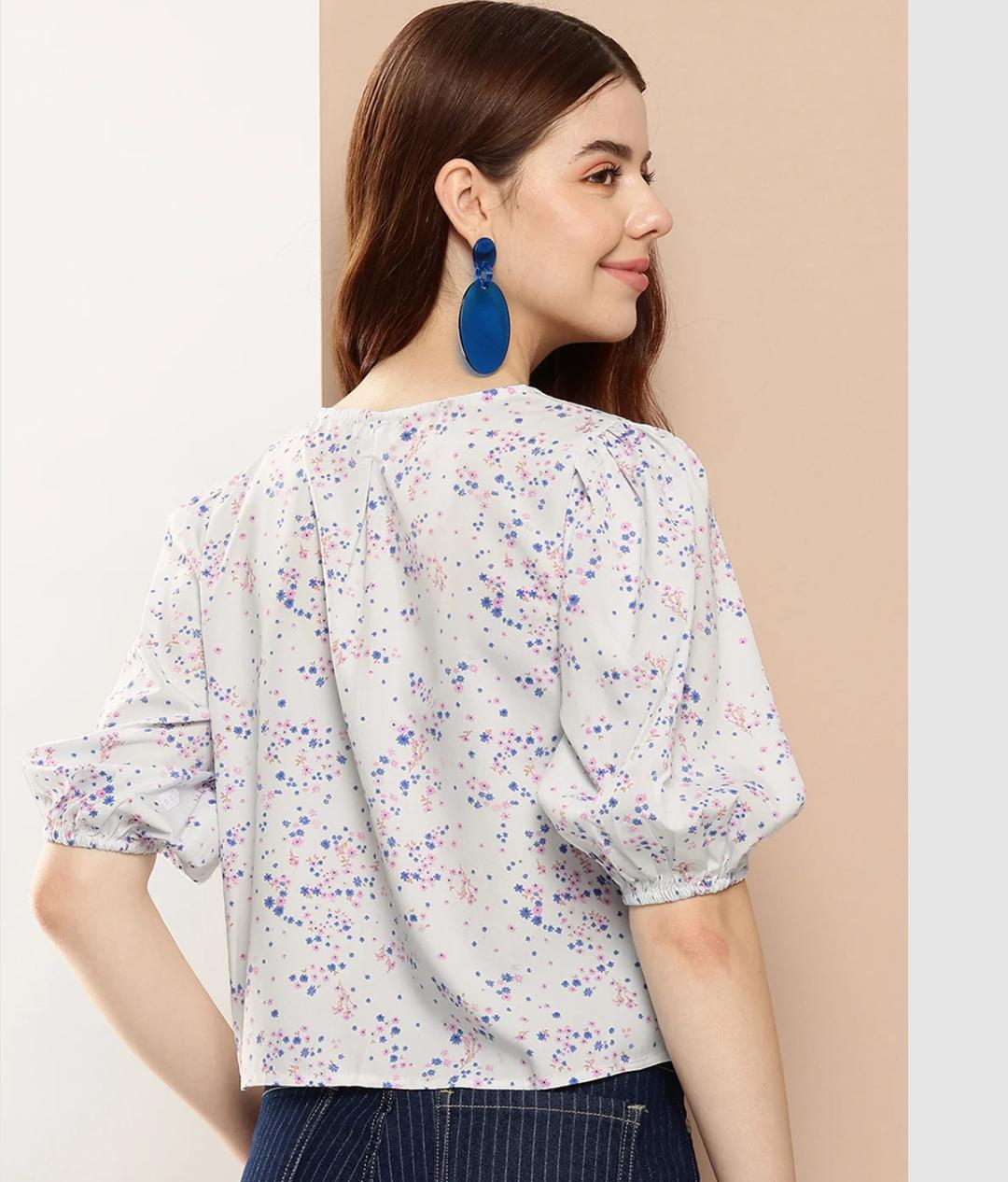 Lilac Blossom Puff Sleeve Blouse