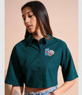 Emerald Green Cropped Popcorn & Soda Utility Shirt