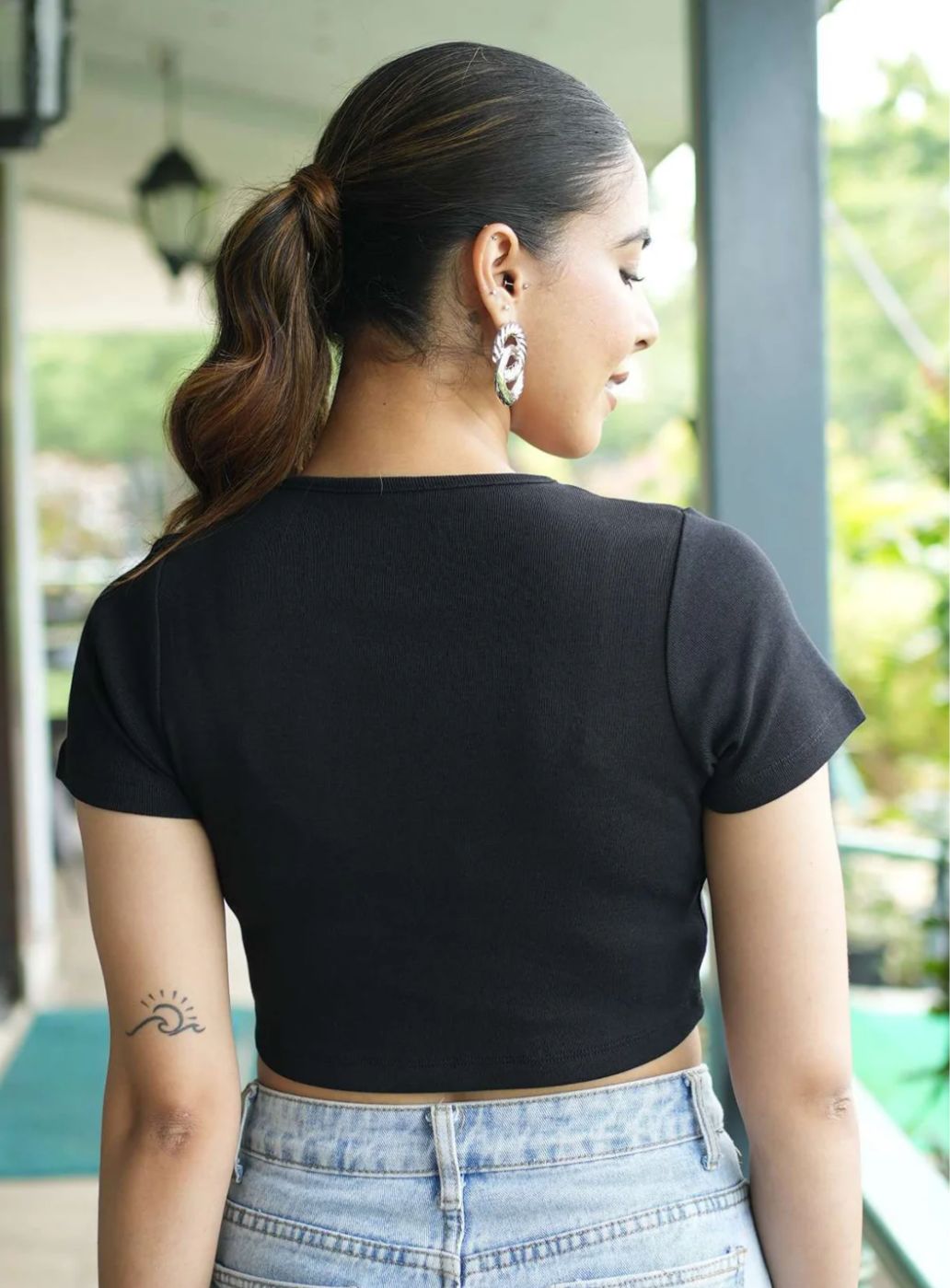 Jet Black Minimalist Crop Tee