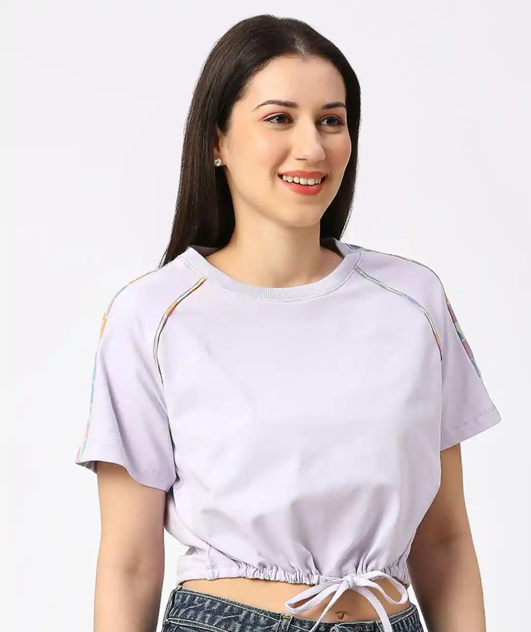 Crisp White Smocked-Waist Crop Tee
