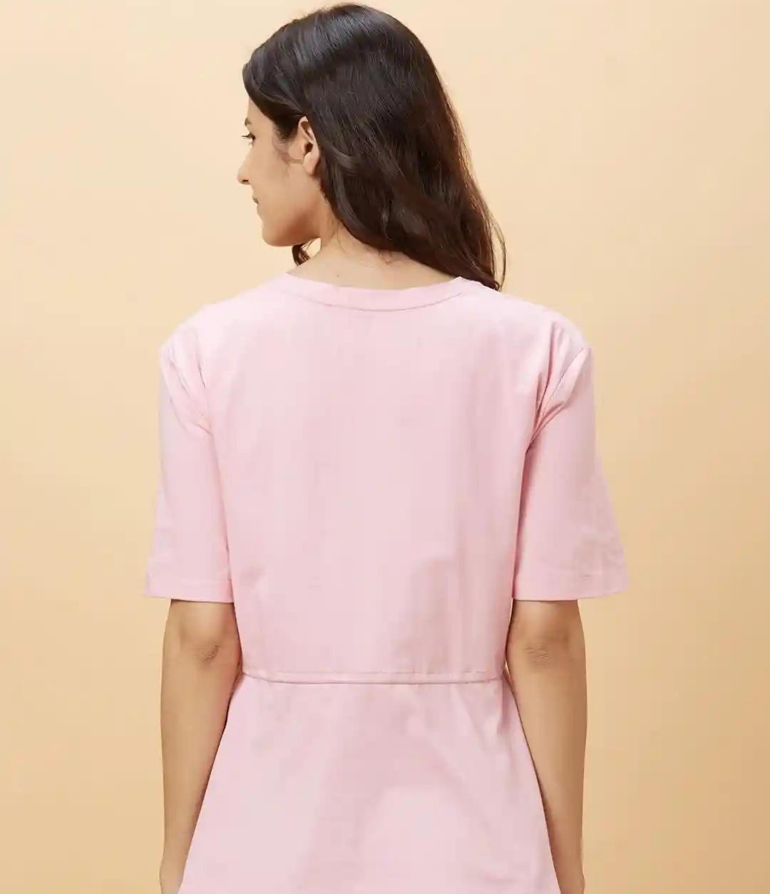 Blush Pink Front Lace-Up Corset Tee